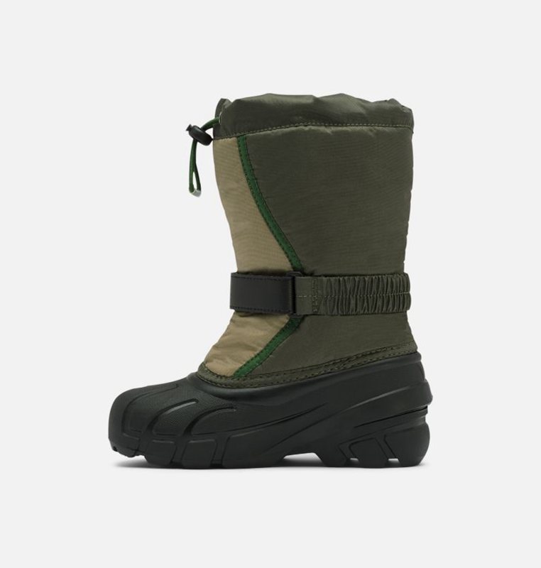 Botas Nieve Sorel Niños - Childrens Flurry™ Verde Oscuro/Negras - 27038-MXCH